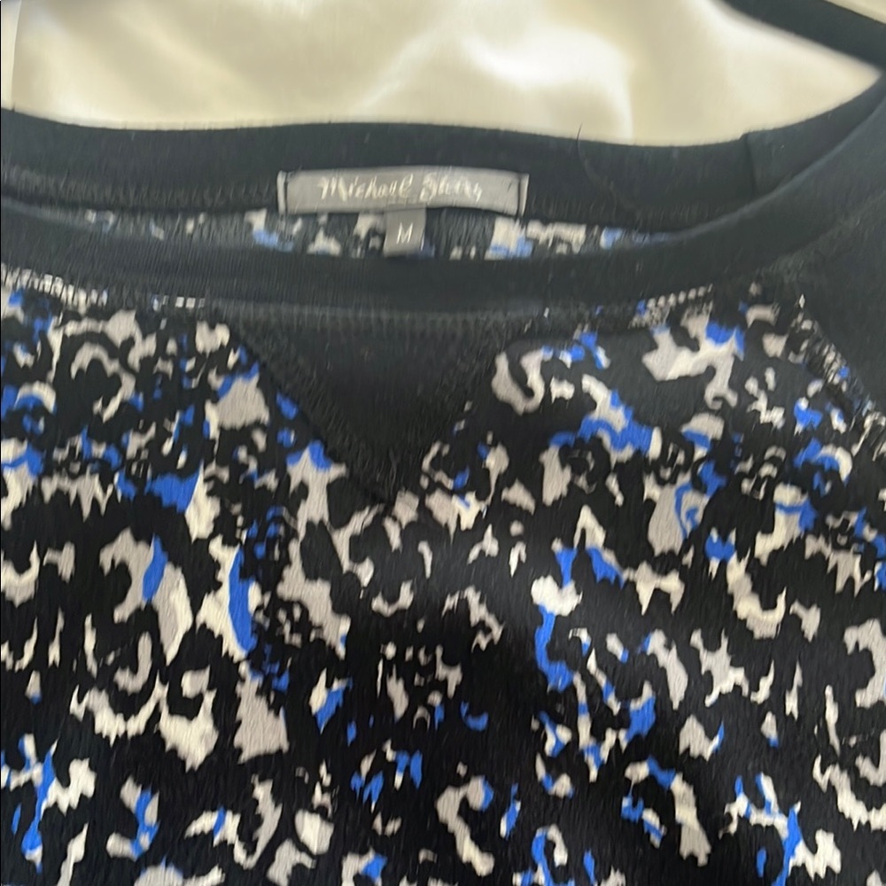 Michael Stars Black and Blue Patterned Top
